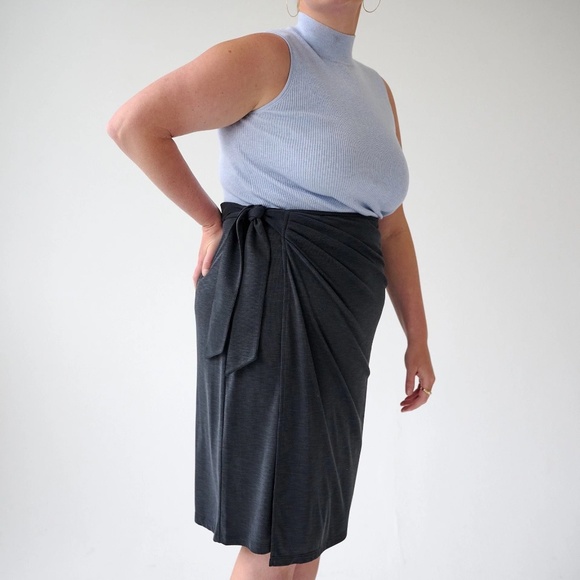 Brass Jersey Wrap Skirt in Vintage Black - Picture 5 of 14